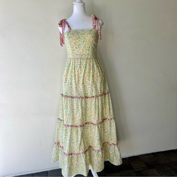 Floral Maxi Dress in Cream and Pink cecilia maxi dress by Lost and Wander size s - Picture 5 of 7